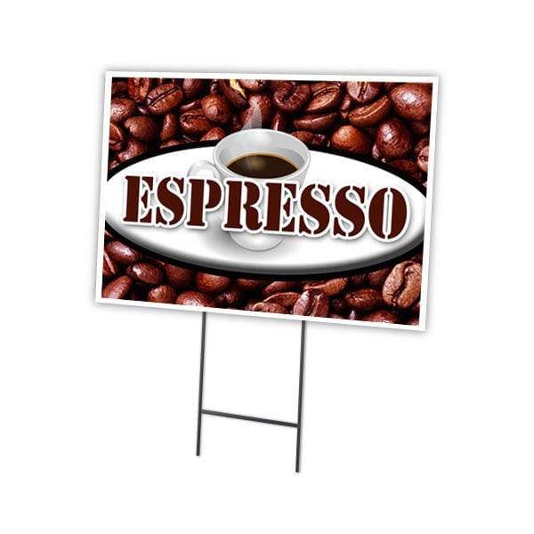 Espresso Yard Sign & Stake outdoor plastic coroplast window, C-1216-DS-Espresso